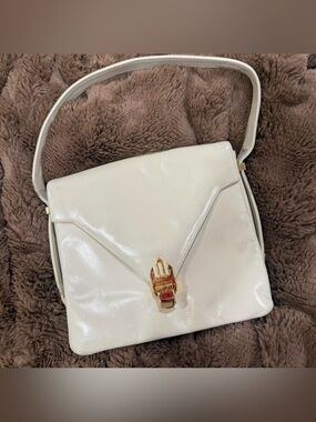Vintage white Cream Structured Handbag antique